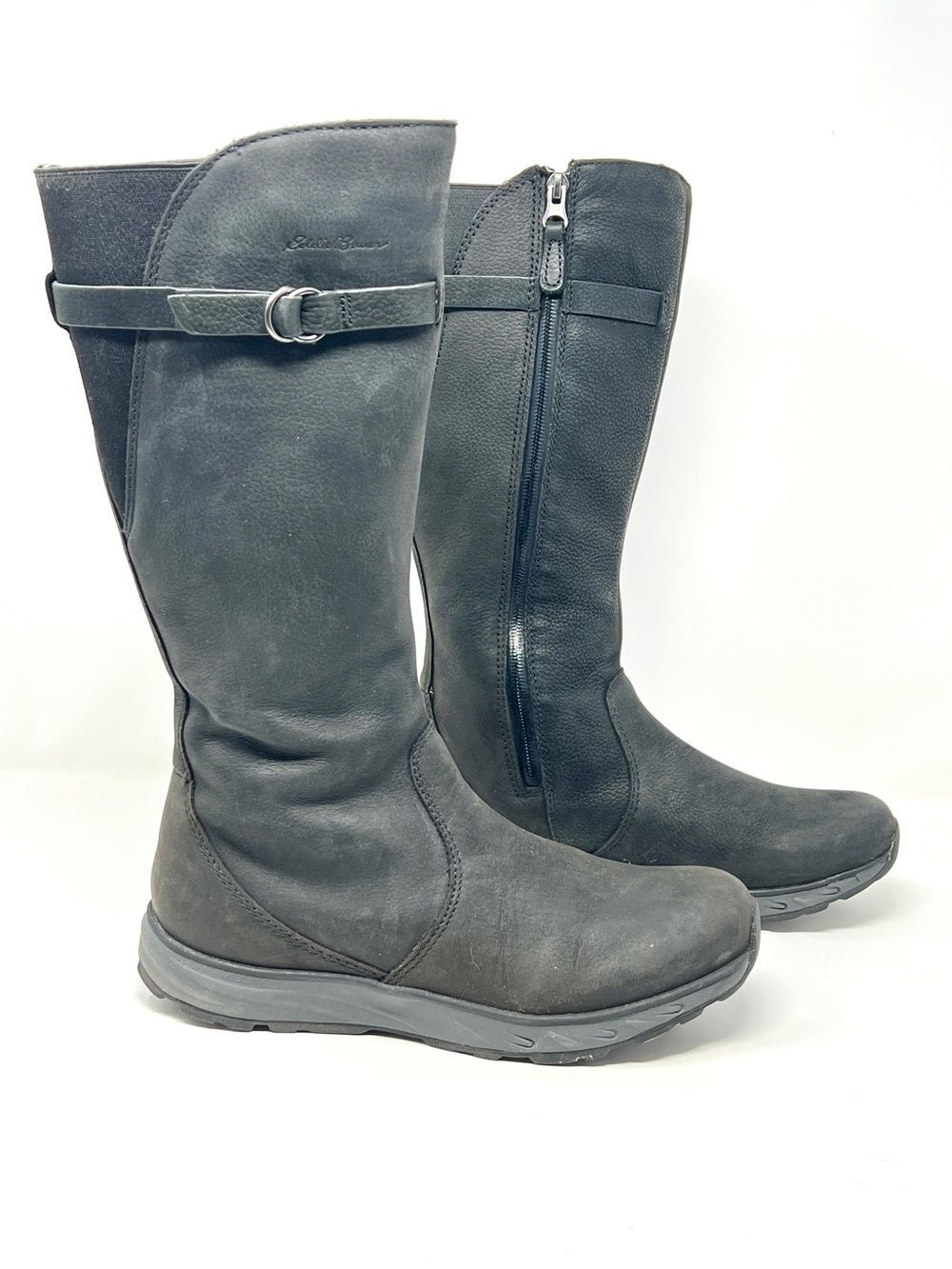 Eddie Bauer FreeHeat Black Leather Tall Boots Women’s 8.5 Waterproof